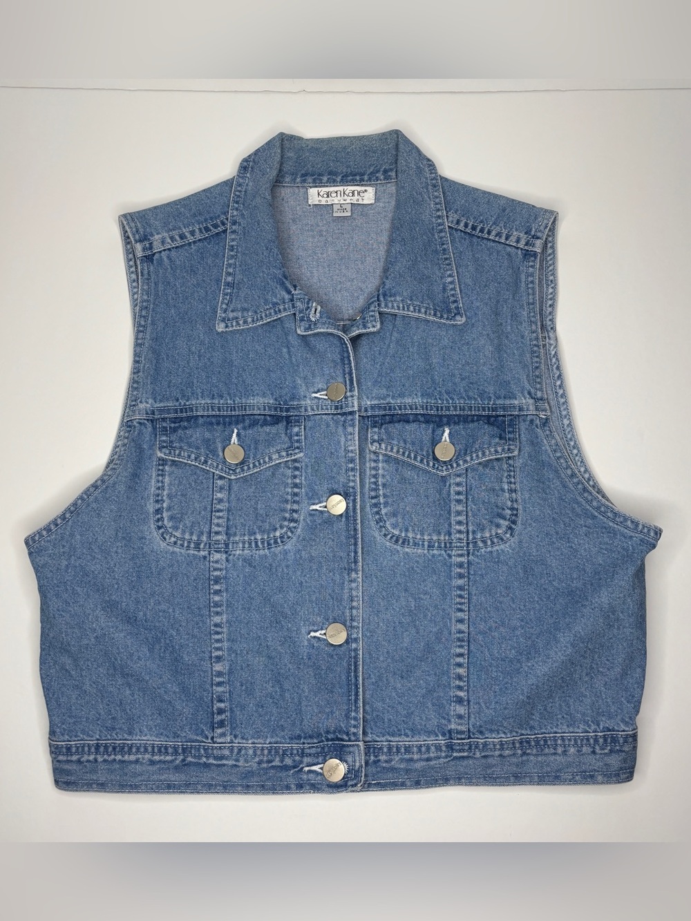 Y2K Denim Vest Size Large Karen Kane Vintage 90s Coastal Cowgirl Festival